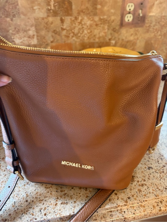 Michael Kors Handbags - Michael Kors Pebbled Leather Crossbody in Cognac Brown with Gold Hardware